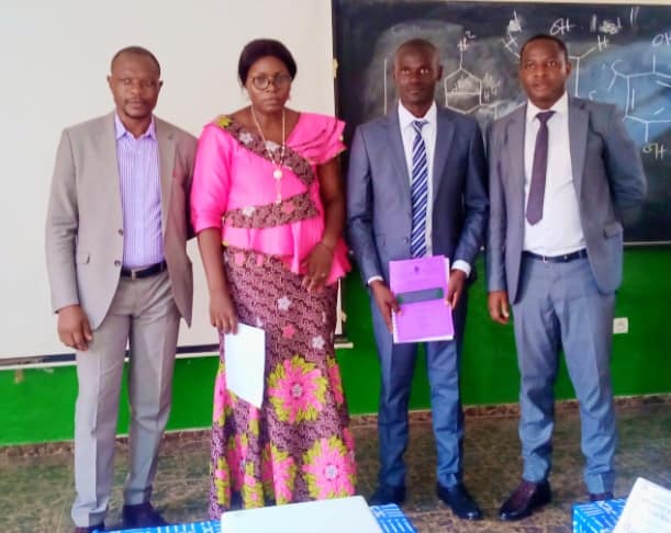 Mr. KWEWO TCHONANG Gilles Bedard and his jury during his MSc defense on the chemical investigation of Chaetomium sp., an endophytic fungi from Trilepisium madagascariensis (May 13, 2024).